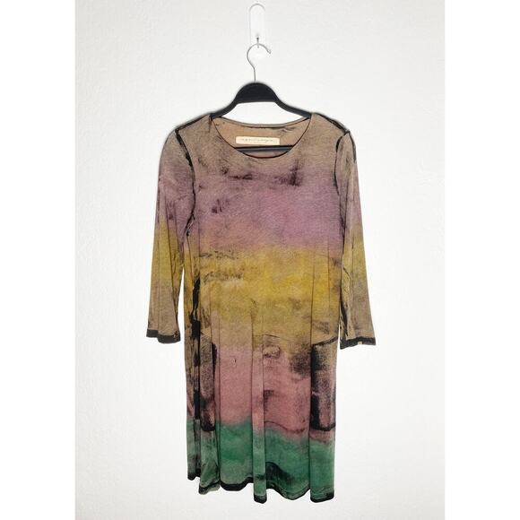 Raquel Allegra Basic Women's Long Sleeve Lightweight T Shirt Dress Colorful - Picture 1 of 8